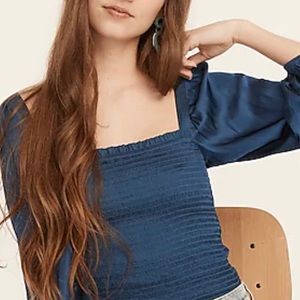 NWT JCrew Squareneck Smocked Featherweight Top